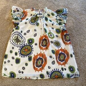 Anthropologie Willa Story Flutter S/S High Neck Layered Shell Top SMALL